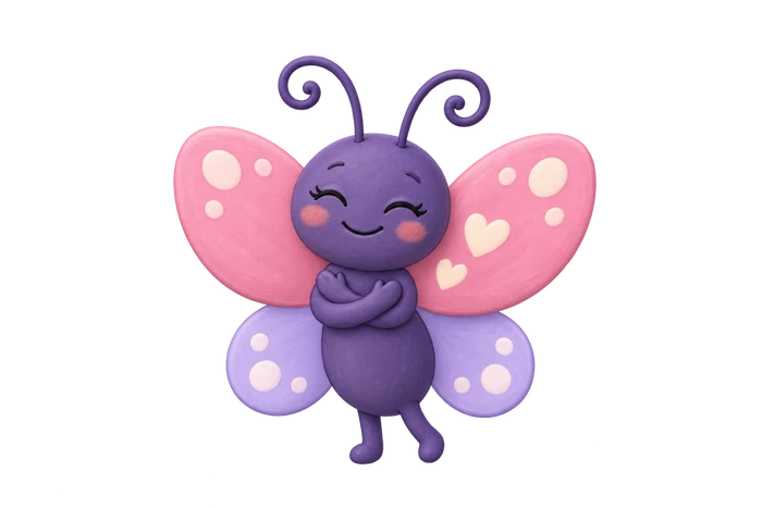 Flutterhug in the approved soft clay style